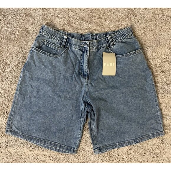 Pure By Ulla Popken Shorts Women’s Size 14 Blue Burmuda New - Picture 4 of 14